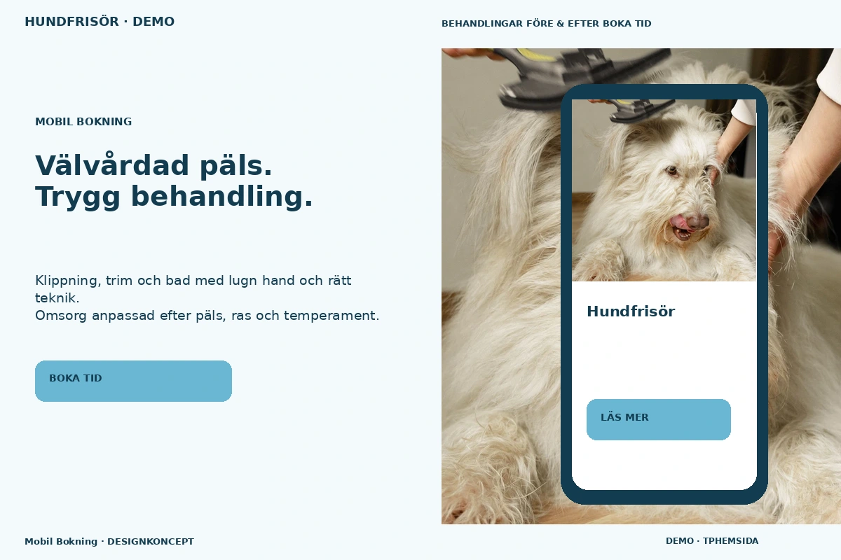 Mobil Bokning – designförslag för hundfrisör