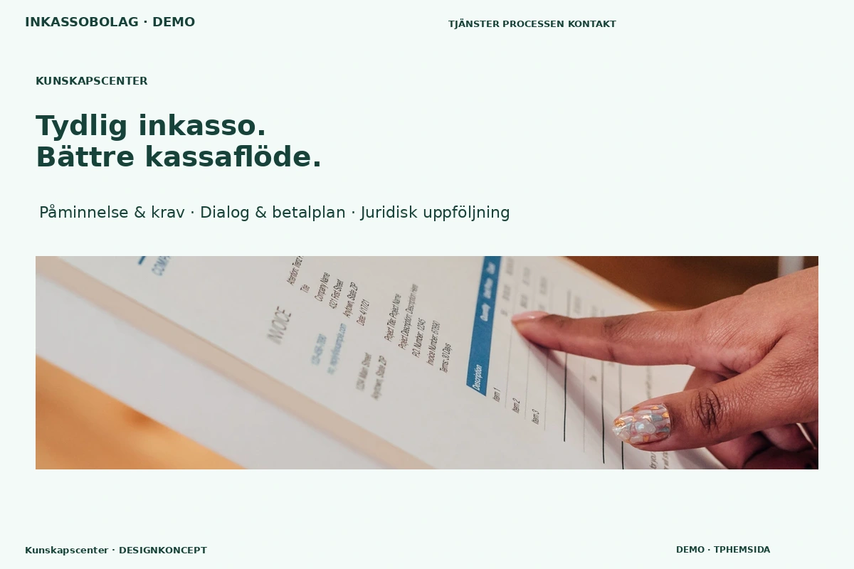 Kunskapscenter – relaterat designförslag för inkassobolag