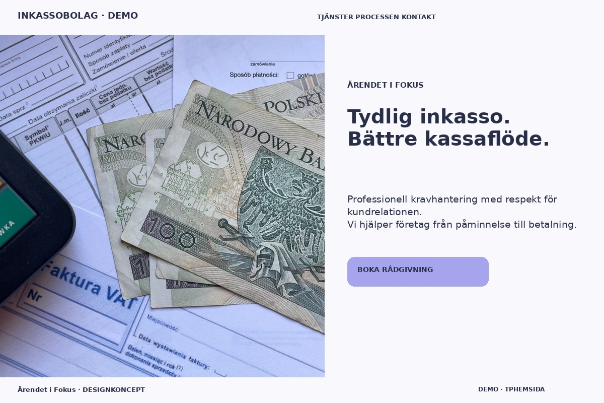 Ärendet i Fokus – designförslag för inkassobolag