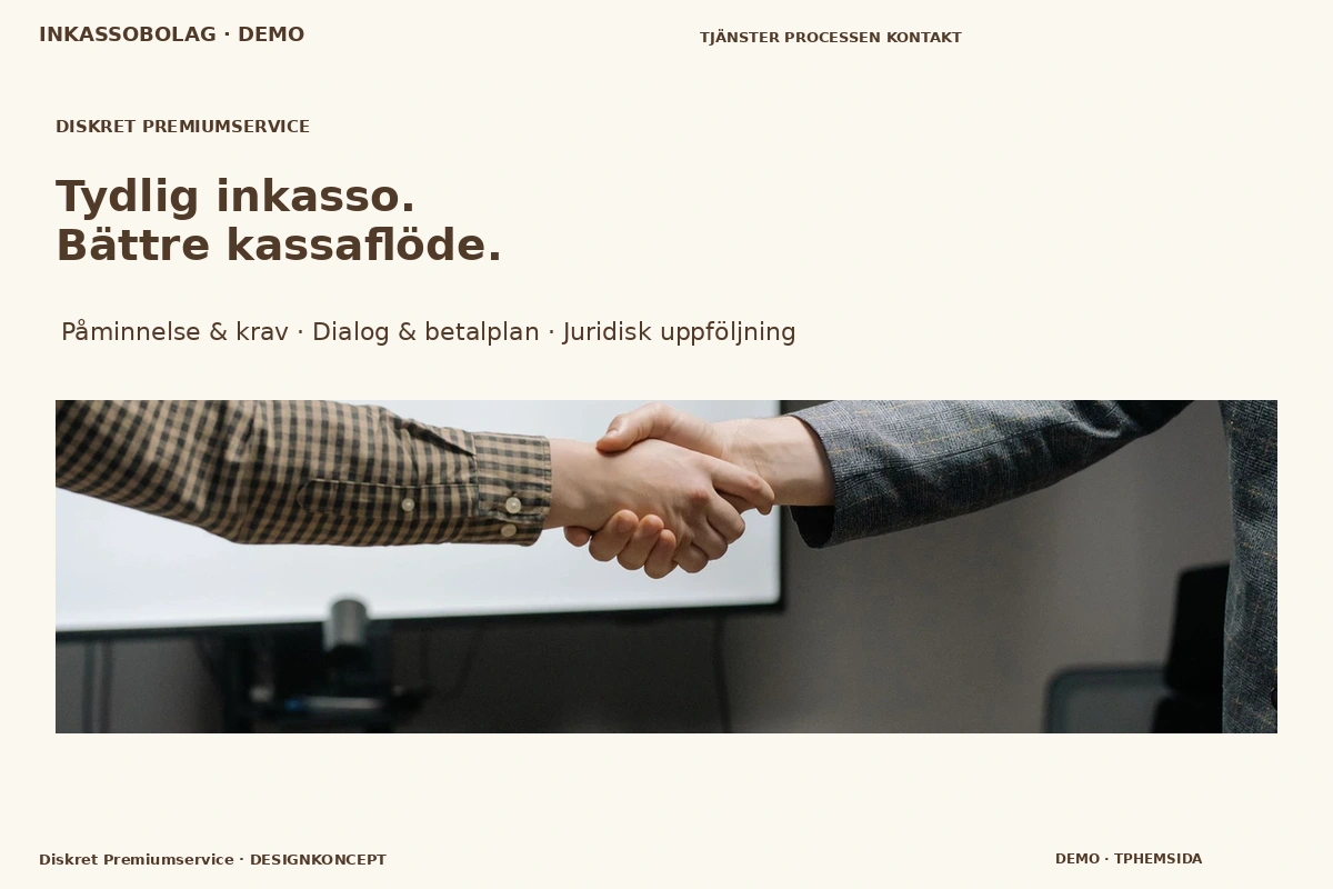 Diskret Premiumservice – relaterat designförslag för inkassobolag