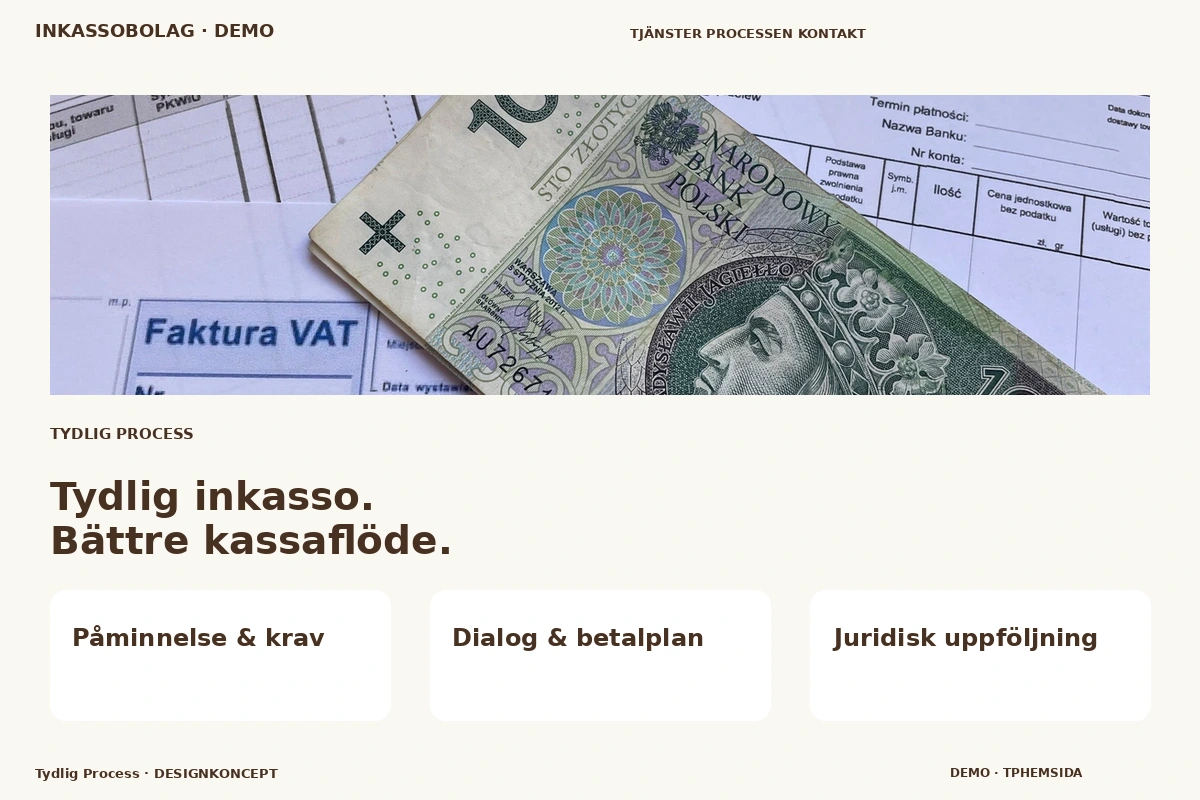 Tydlig Process – relaterat designförslag för inkassobolag