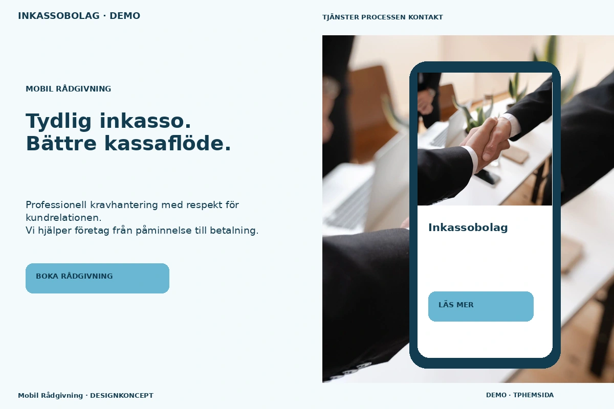 Mobil Rådgivning – relaterat designförslag för inkassobolag