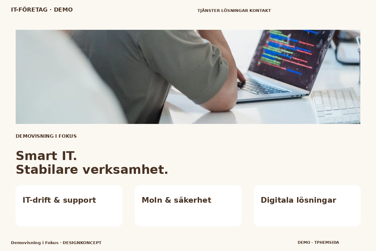 Demovisning i Fokus – designförslag för it-företag