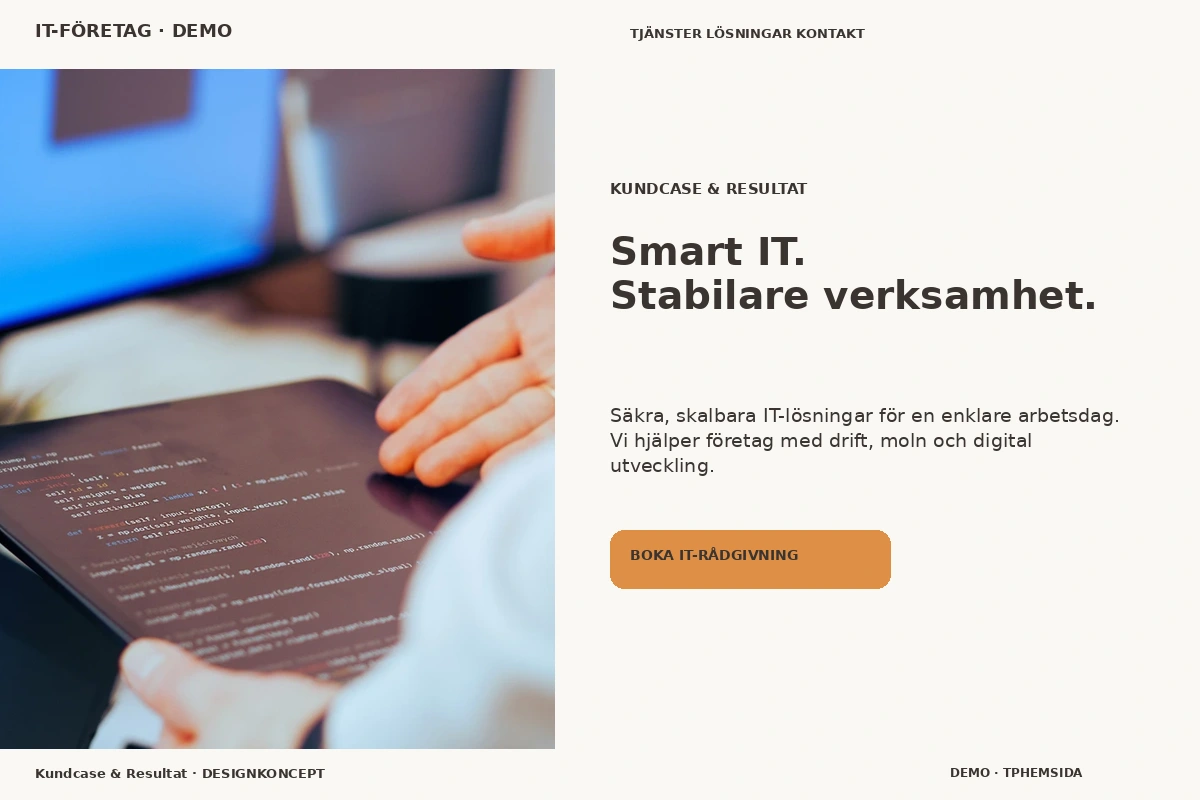 Kundcase & Resultat – designförslag för it-företag