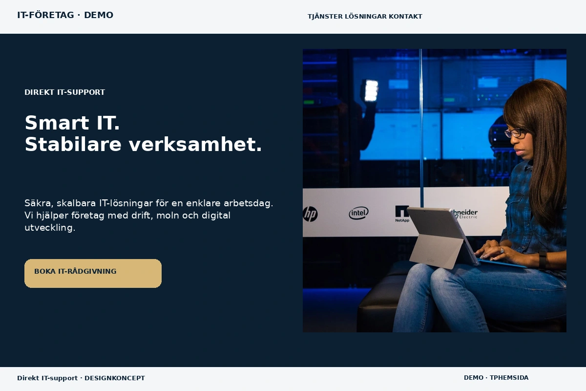 Direkt IT-support – designförslag för it-företag