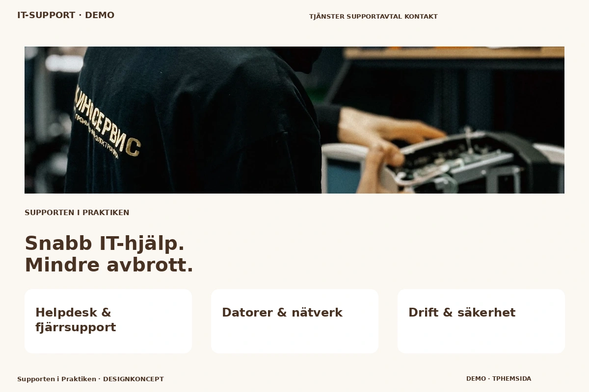 Supporten i Praktiken – relaterat designförslag för it-support