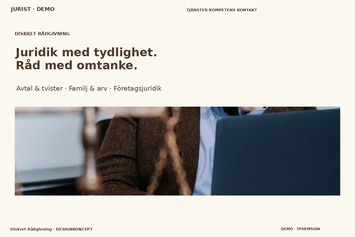 Diskret Rådgivning – designförslag för jurist