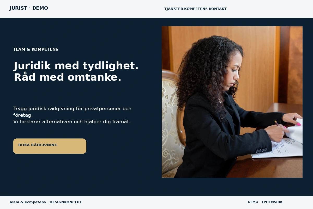 Team & Kompetens – designförslag för jurist