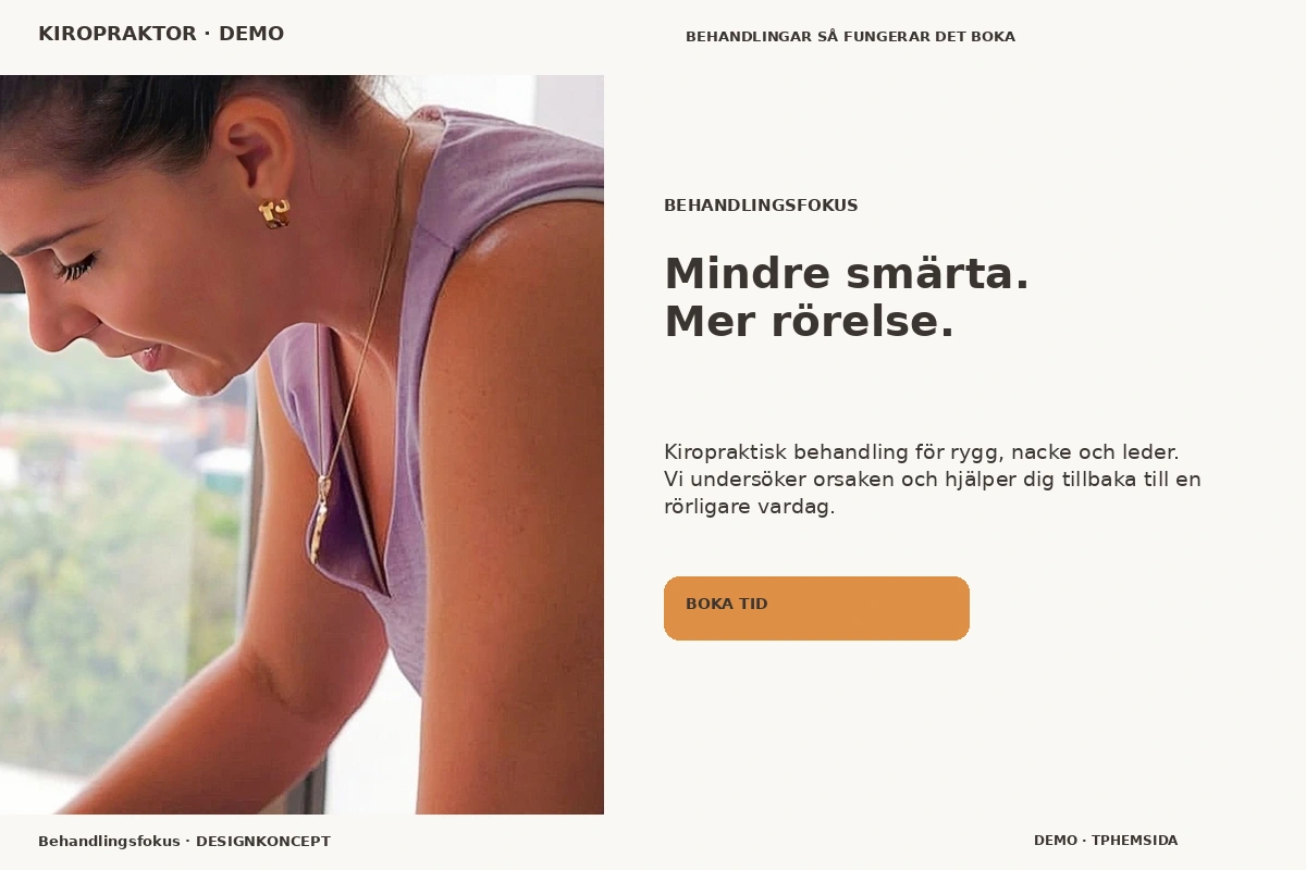 Behandlingsfokus – designförslag för kiropraktor