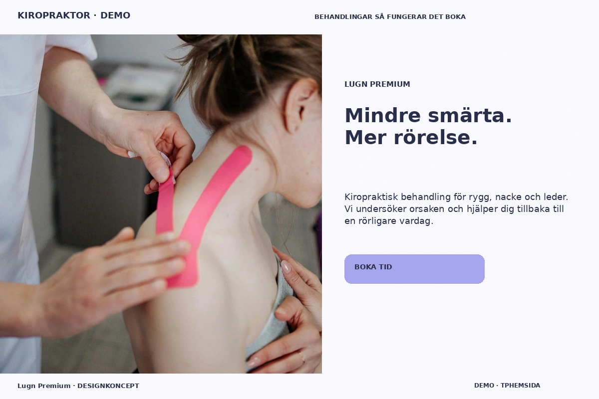 Lugn Premium – designförslag för kiropraktor