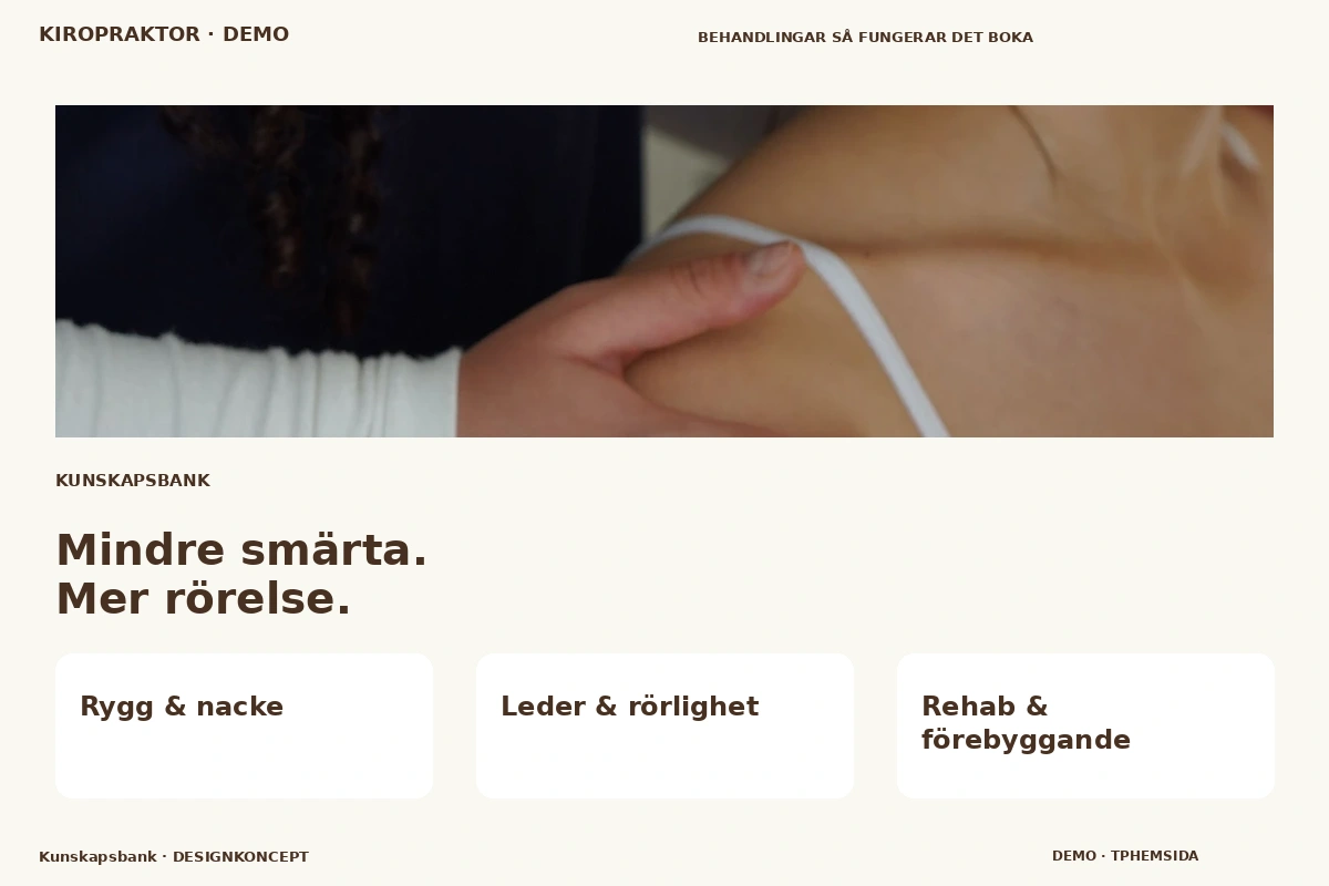 Kunskapsbank – designförslag för kiropraktor