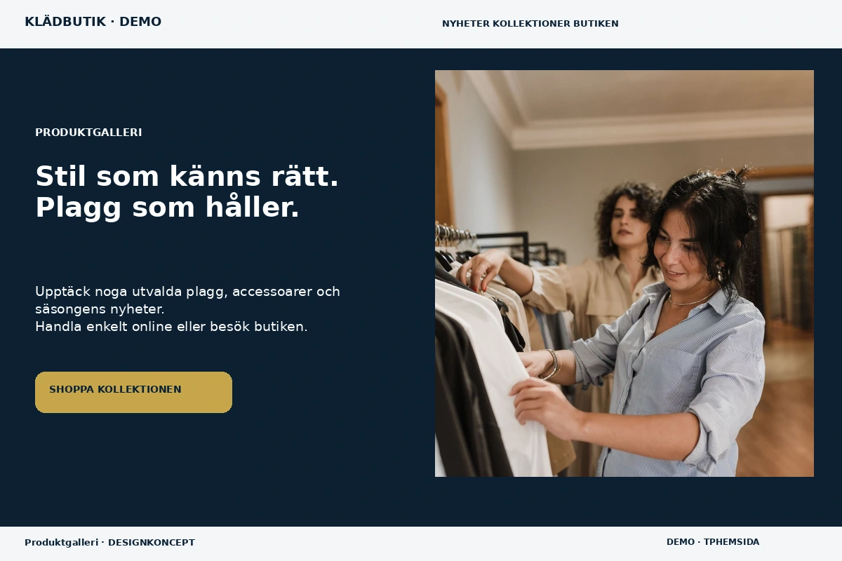Produktgalleri – designförslag för klädbutik