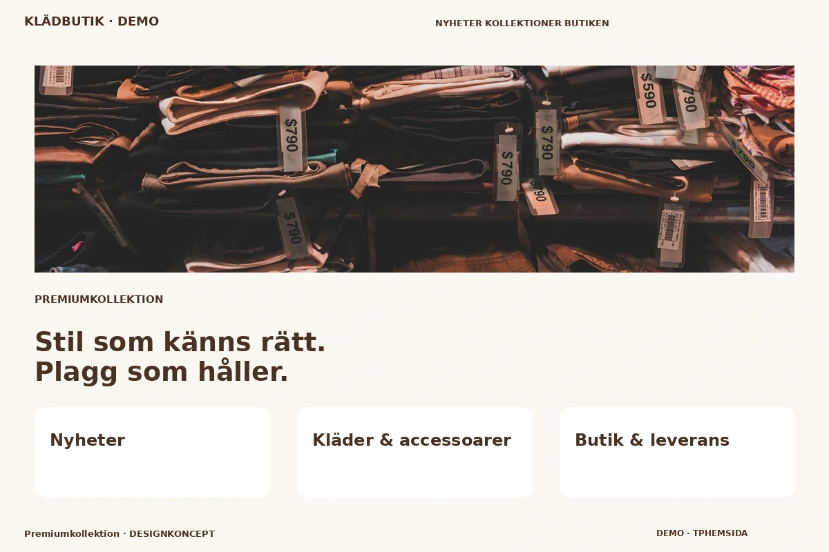 Premiumkollektion – relaterat designförslag för klädbutik