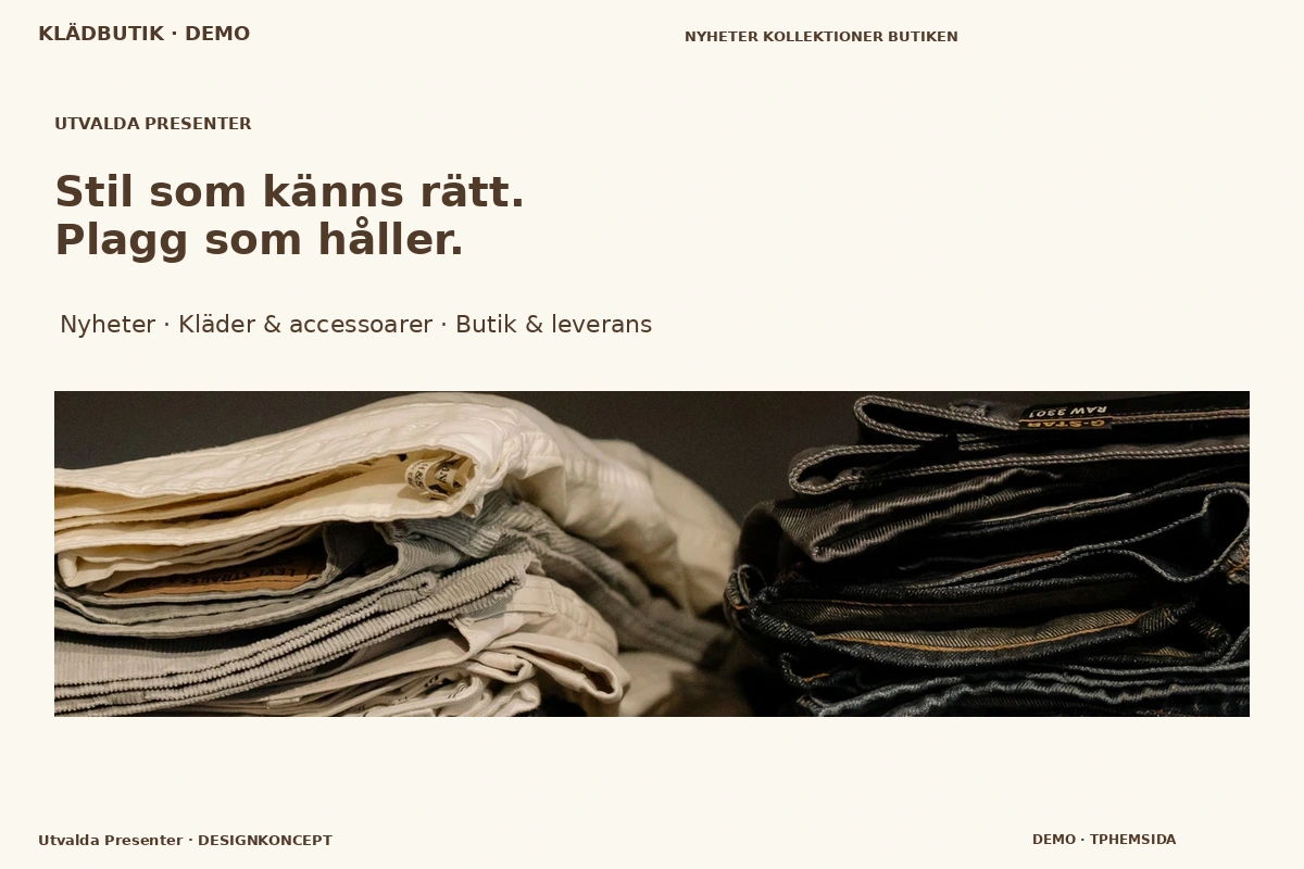 Utvalda Presenter – relaterat designförslag för klädbutik