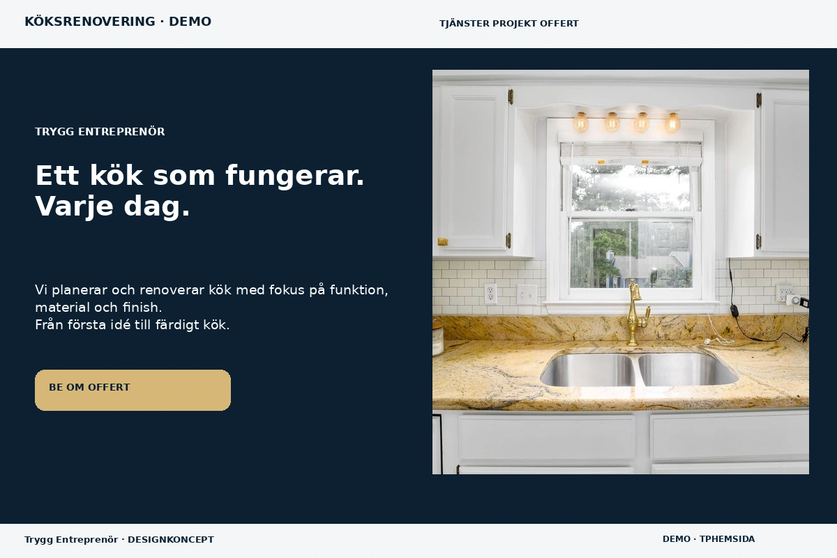 Trygg Entreprenör – designförslag för köksrenovering