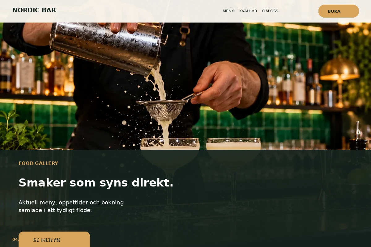 Food Gallery – relaterat designförslag för bar