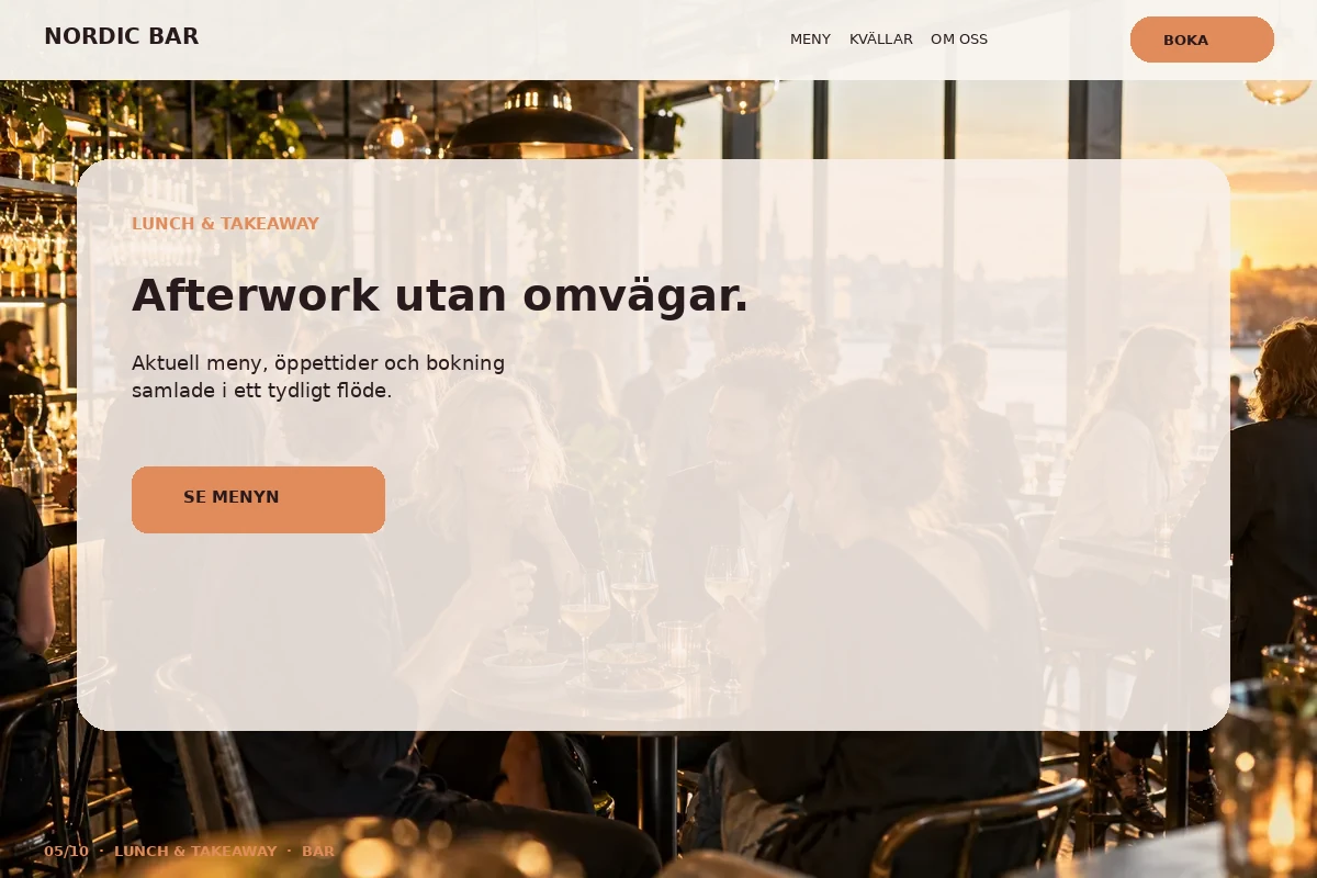 Lunch & Takeaway – relaterat designförslag för bar