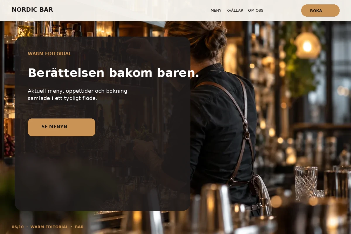 Warm Editorial – relaterat designförslag för bar