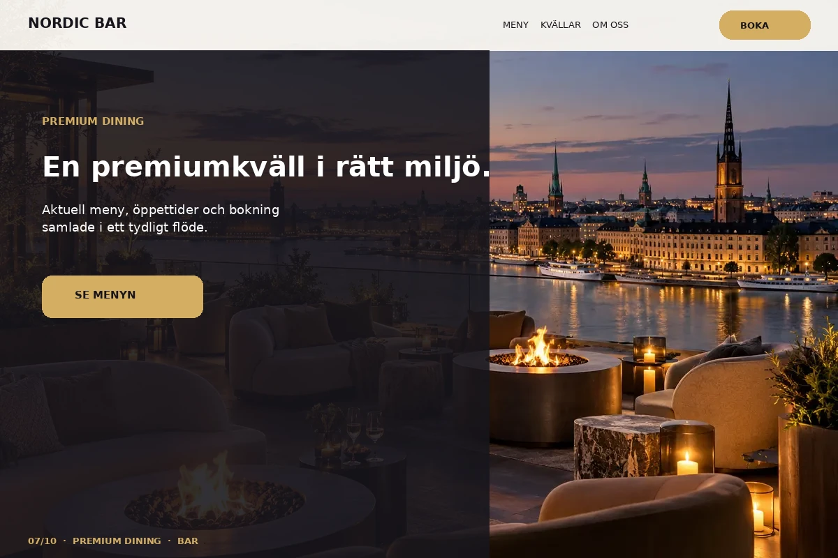 Premium Dining – designförslag för bar