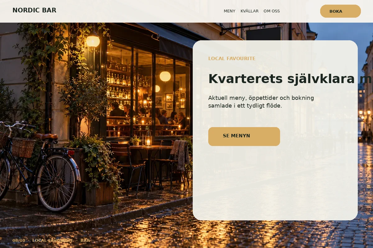 Local Favourite – relaterat designförslag för bar
