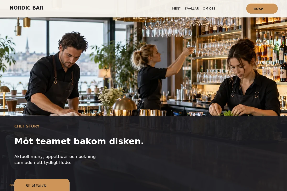 Chef Story – relaterat designförslag för bar