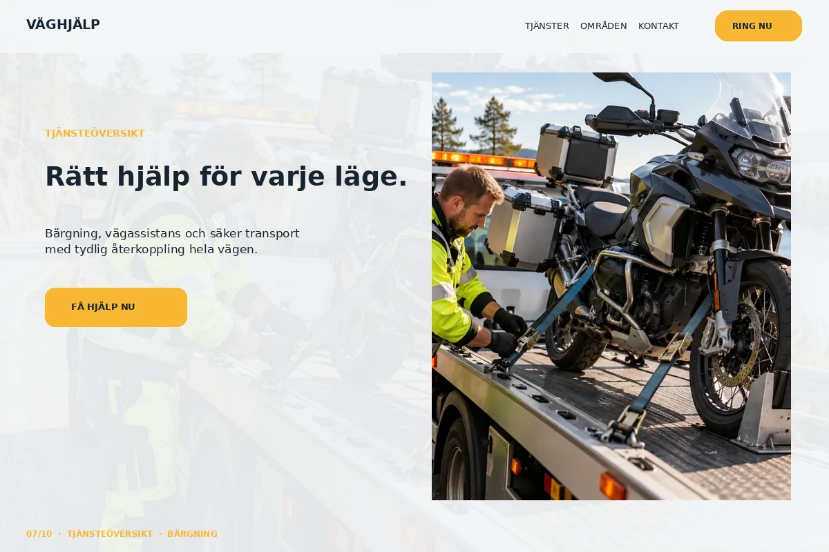 Tjänsteöversikt – designförslag för bärgning