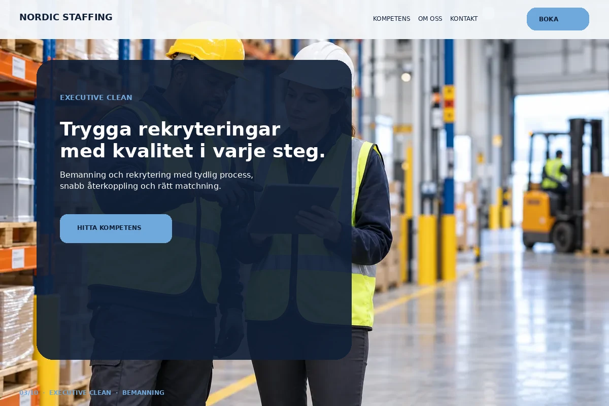 Executive Clean – relaterat designförslag för bemanningsföretag