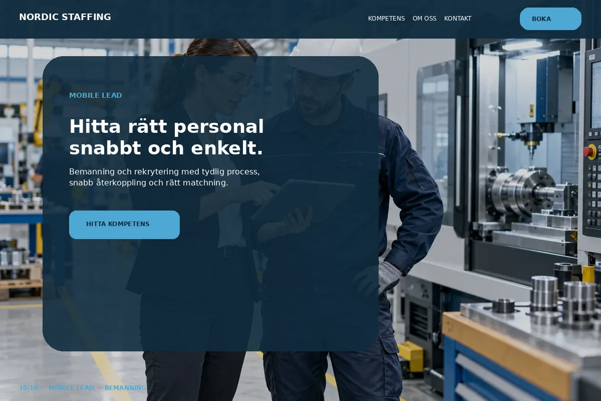 Mobile Lead – relaterat designförslag för bemanningsföretag