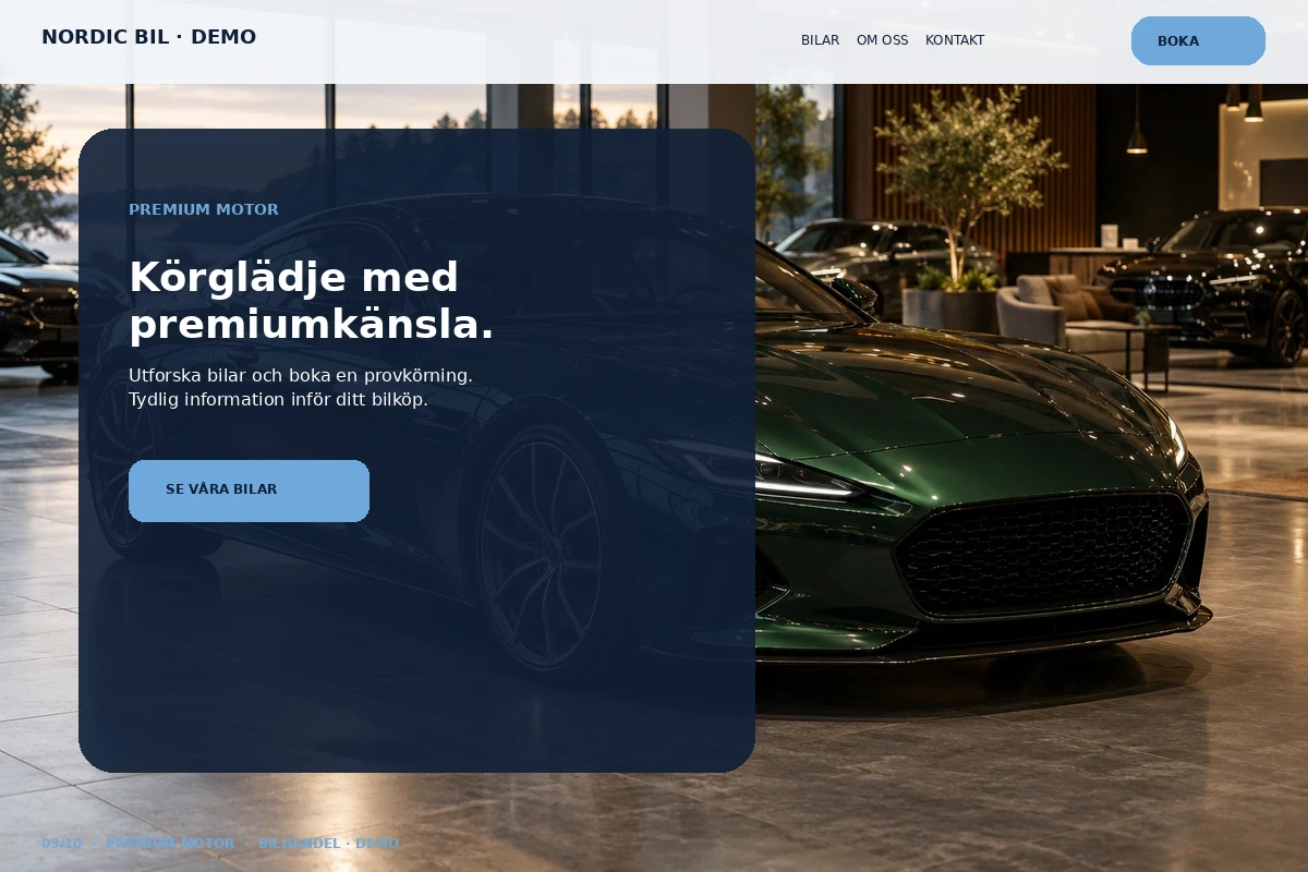 Premium Motor – designförslag för bilhandlare