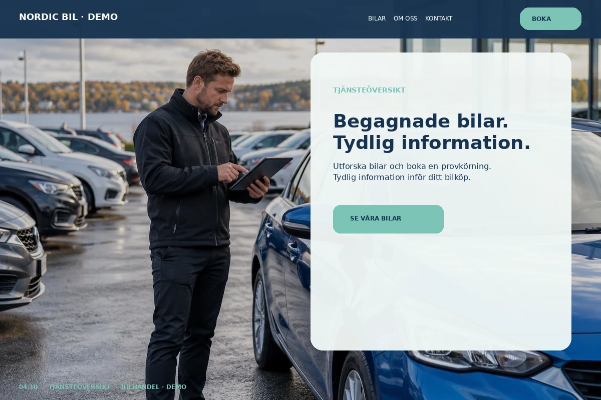 Tjänsteöversikt – designförslag för bilhandlare