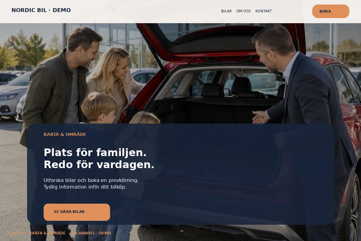 Karta & Område – designförslag för bilhandlare