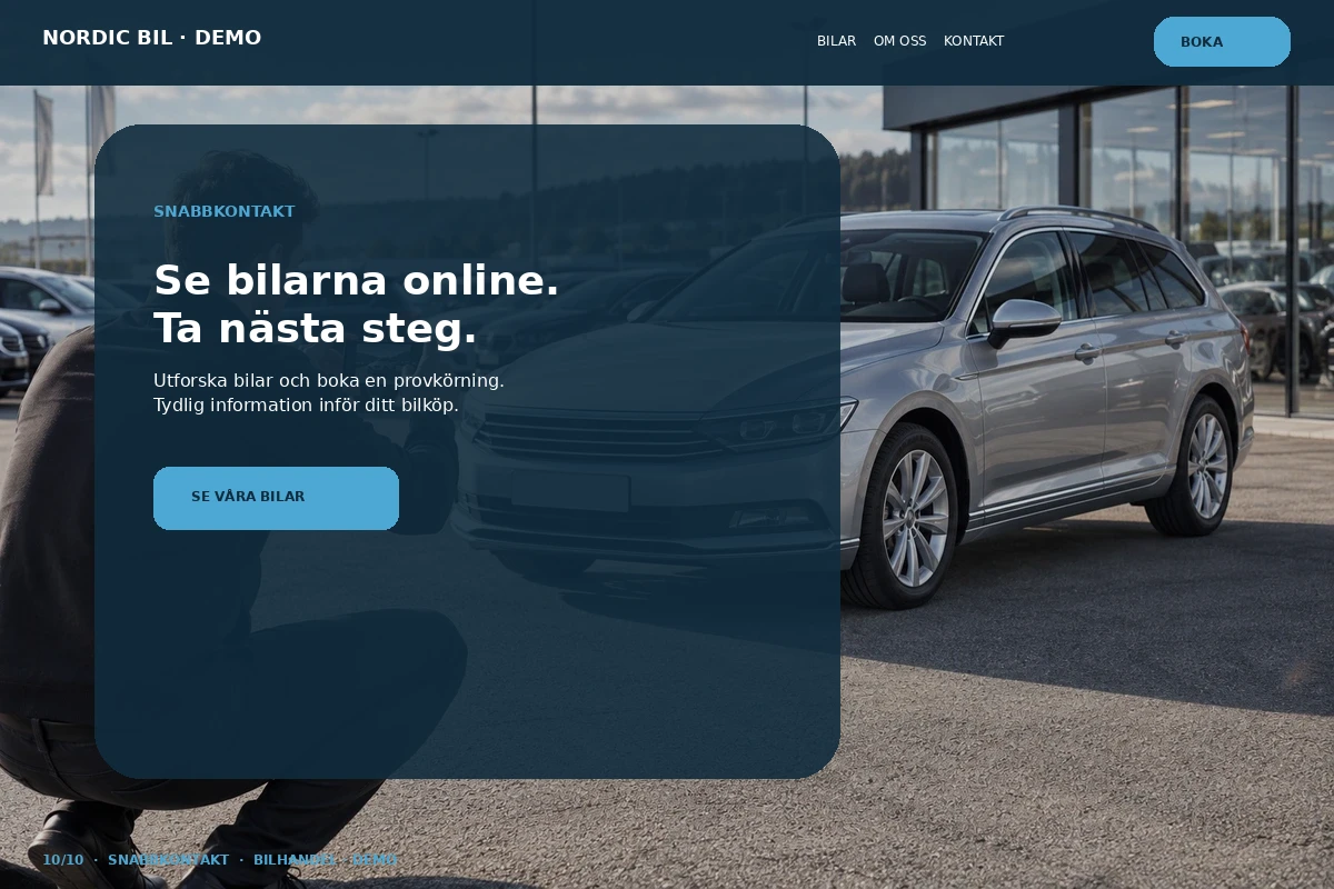 Snabbkontakt – designförslag för bilhandlare