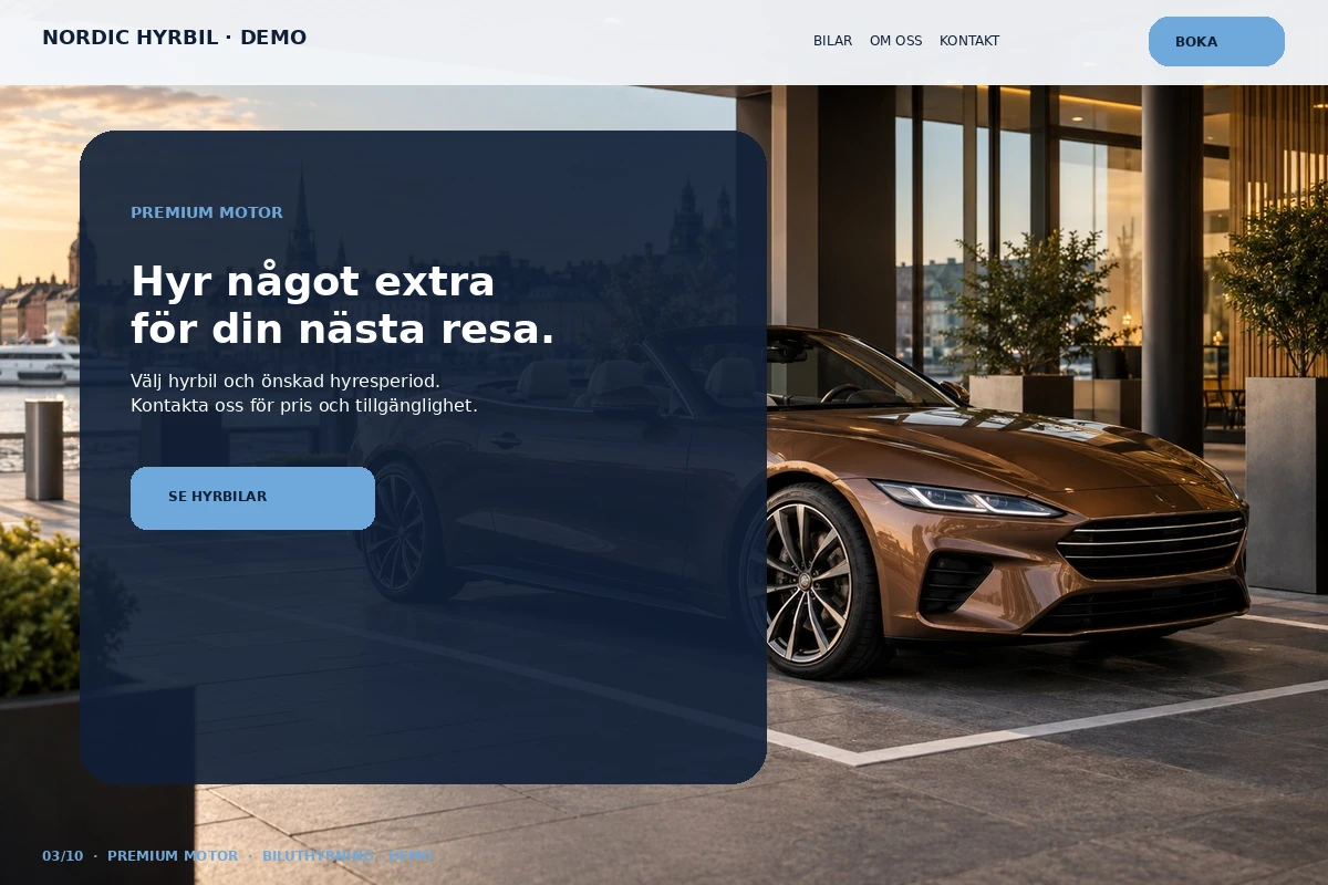Premium Motor – designförslag för biluthyrning