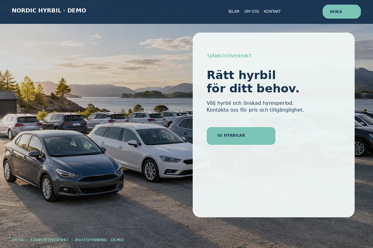 Tjänsteöversikt – relaterat designförslag för biluthyrning