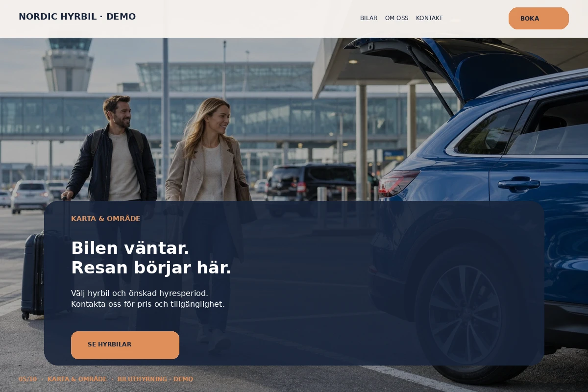 Karta & Område – relaterat designförslag för biluthyrning