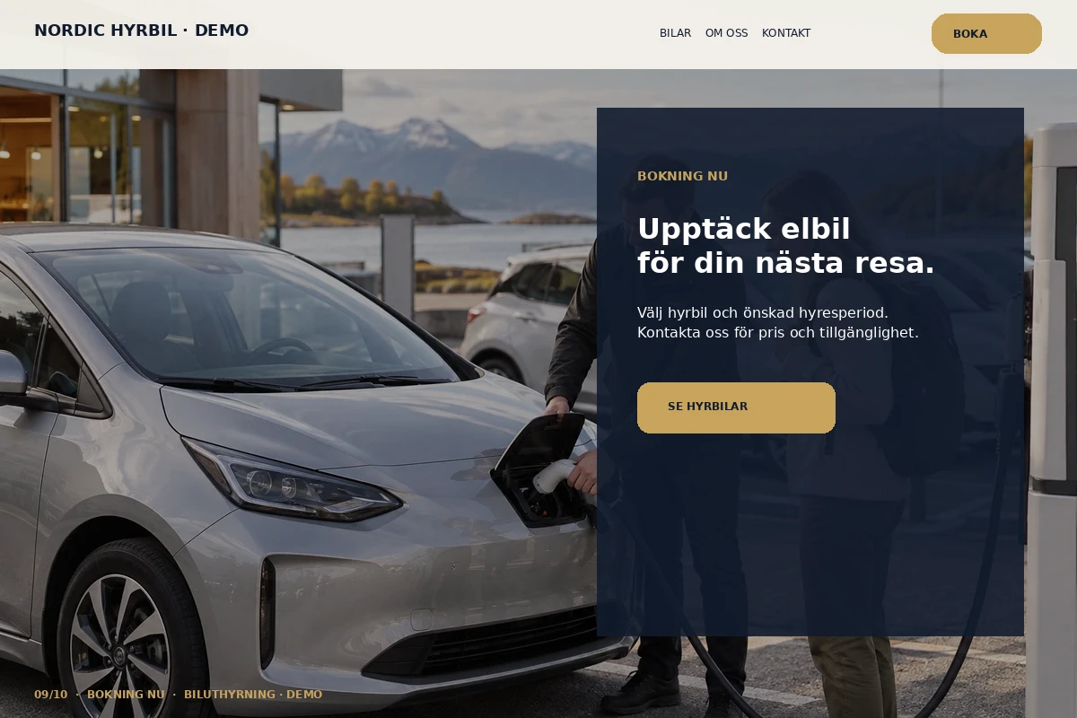 Bokning Nu – relaterat designförslag för biluthyrning