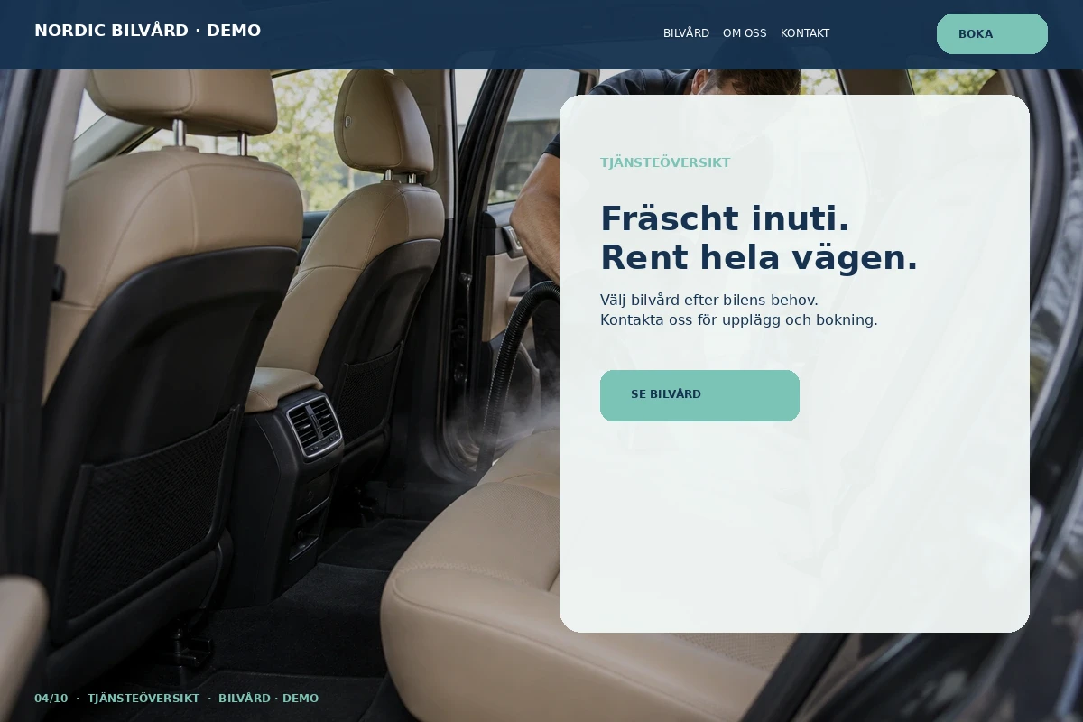 Tjänsteöversikt – designförslag för bilvård