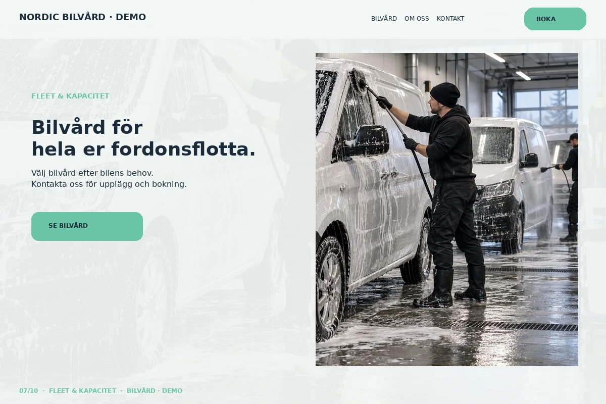 Fleet & Kapacitet – relaterat designförslag för bilvård
