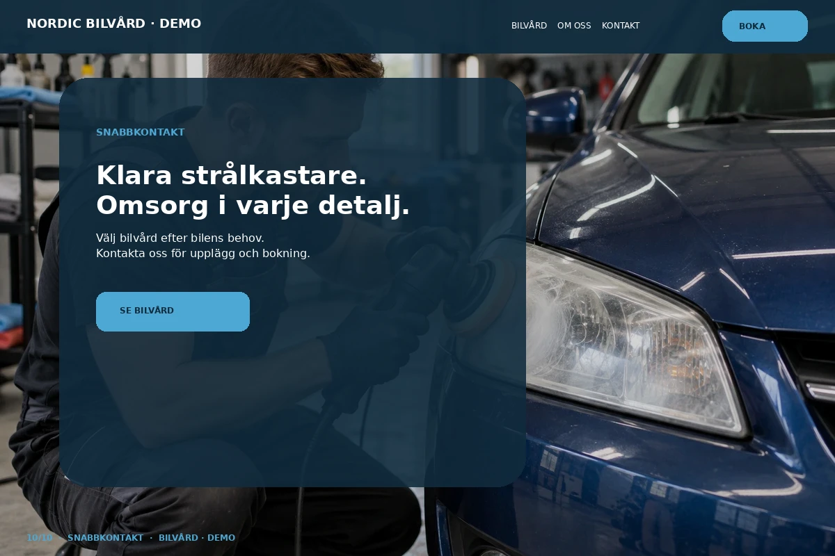 Snabbkontakt – relaterat designförslag för bilvård