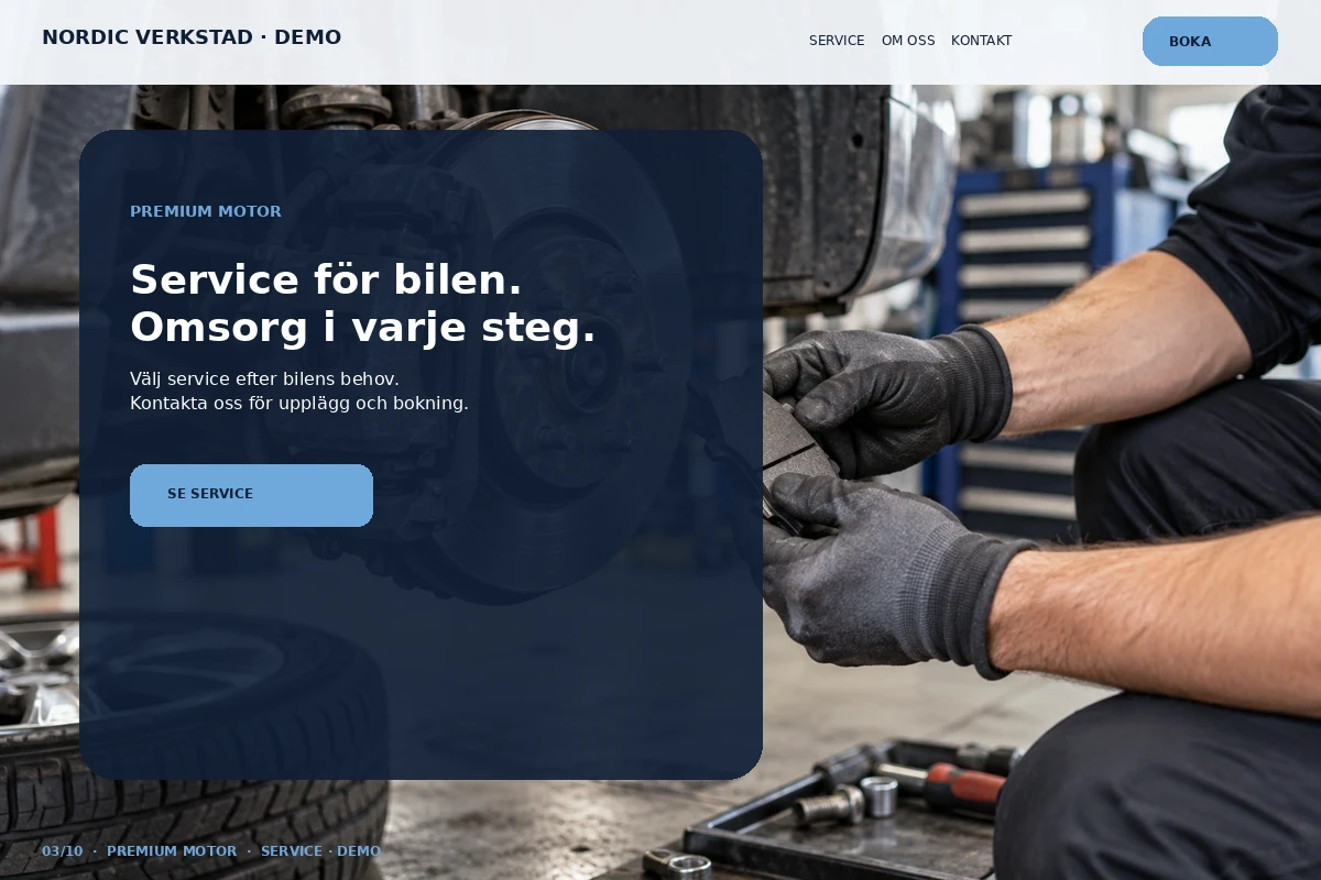 Premium Motor – relaterat designförslag för bilverkstad
