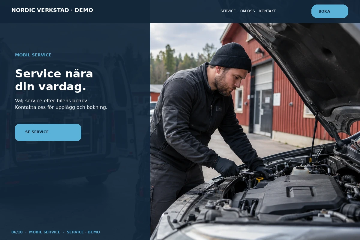 Mobil Service – relaterat designförslag för bilverkstad