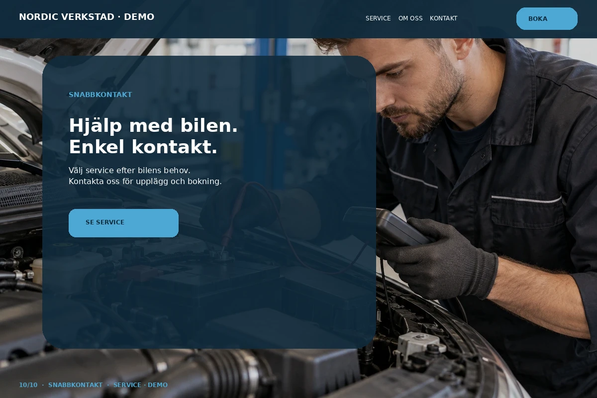 Snabbkontakt – designförslag för bilverkstad