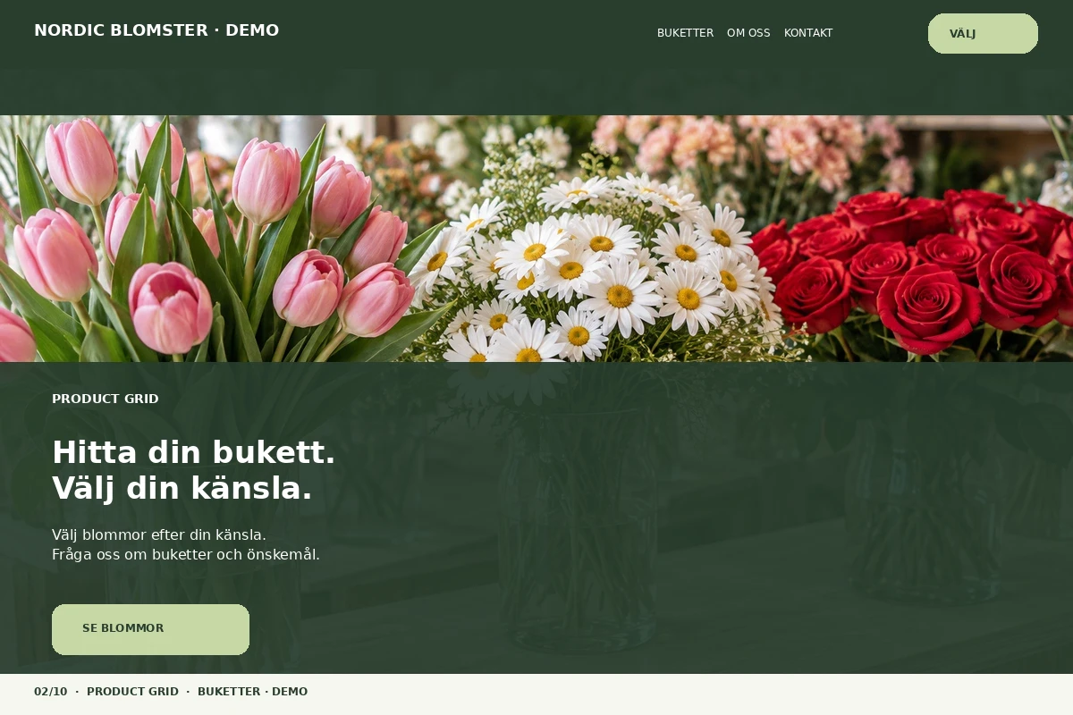 Product Grid – designförslag för blomsterbutik