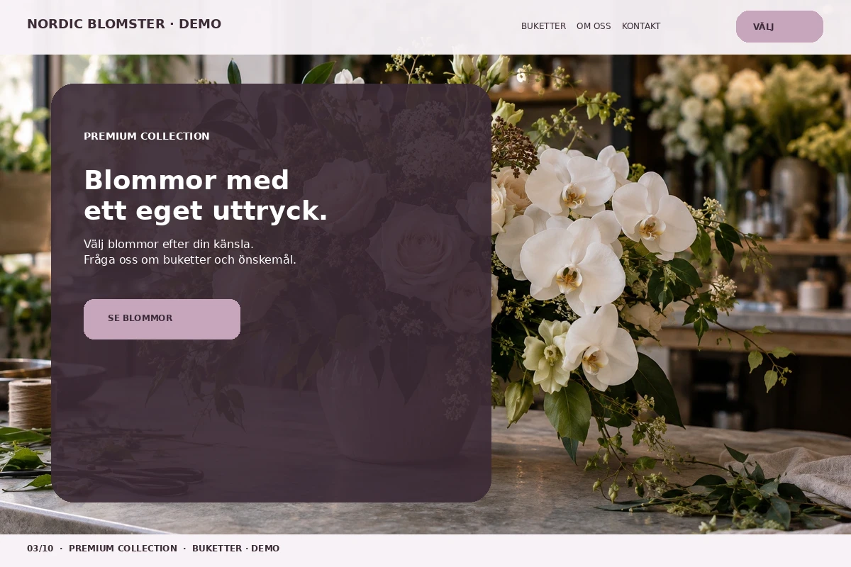 Premium Collection – relaterat designförslag för blomsterbutik
