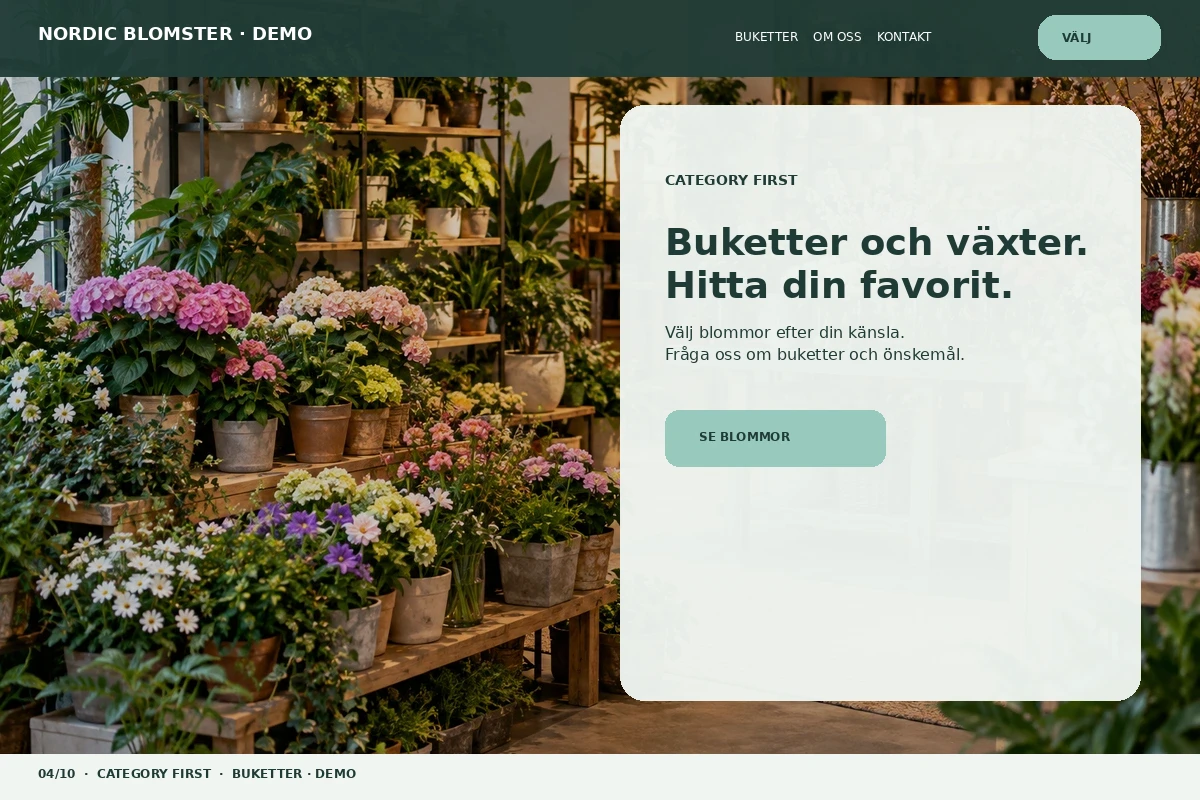 Category First – relaterat designförslag för blomsterbutik