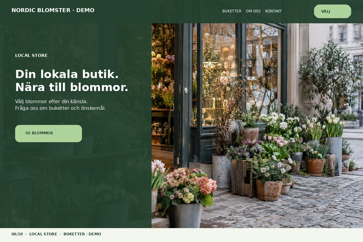 Local Store – relaterat designförslag för blomsterbutik