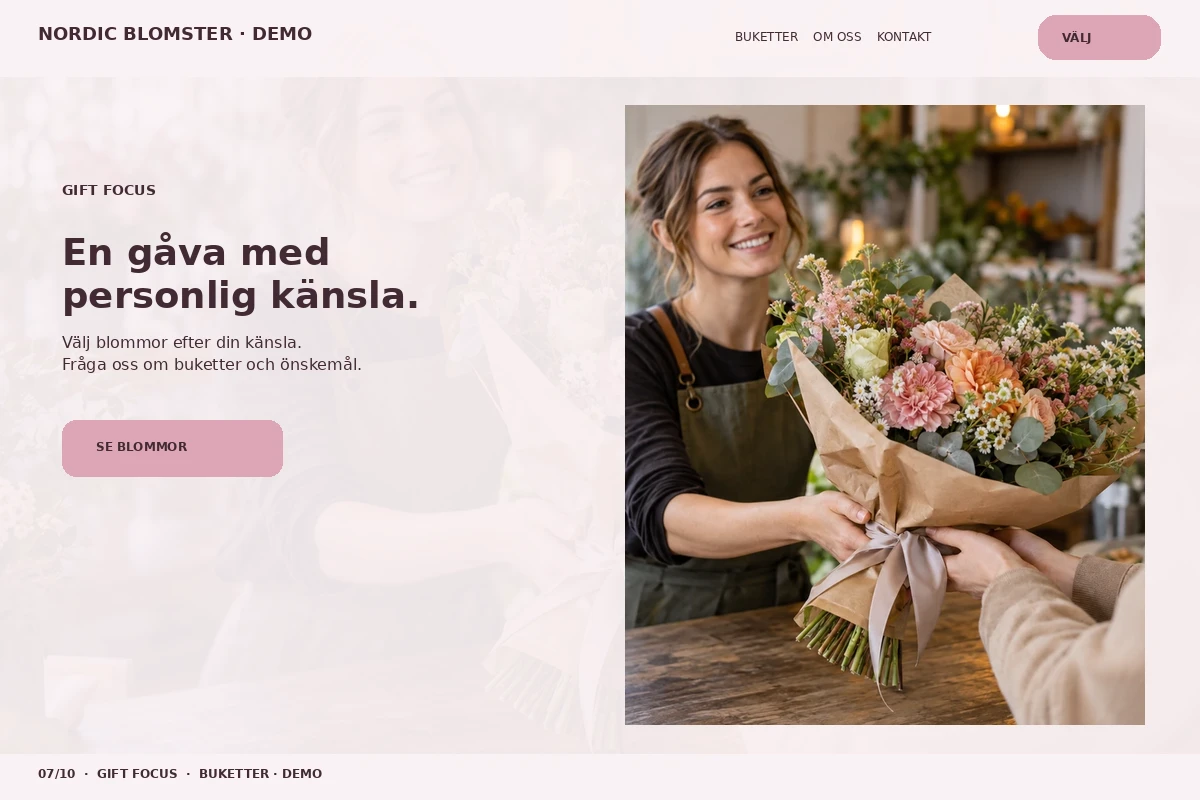 Gift Focus – relaterat designförslag för blomsterbutik