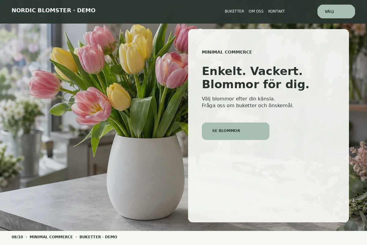 Minimal Commerce – designförslag för blomsterbutik