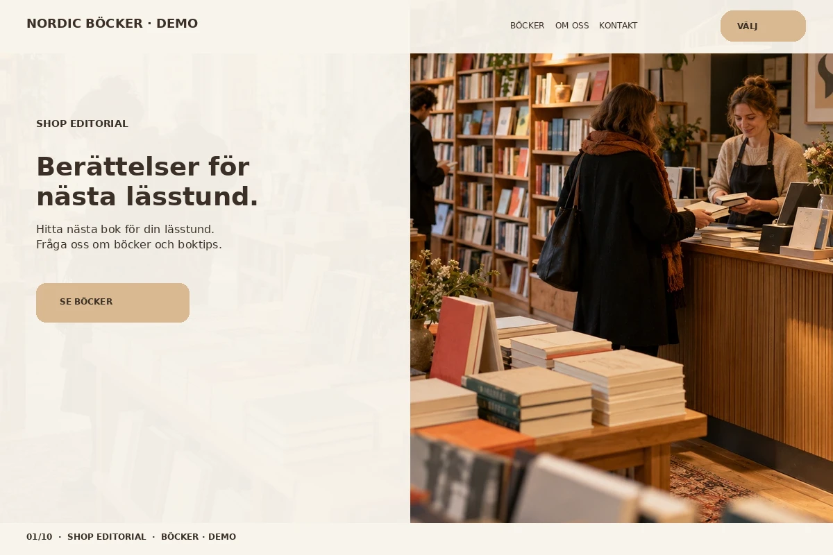 Shop Editorial – relaterat designförslag för bokhandel