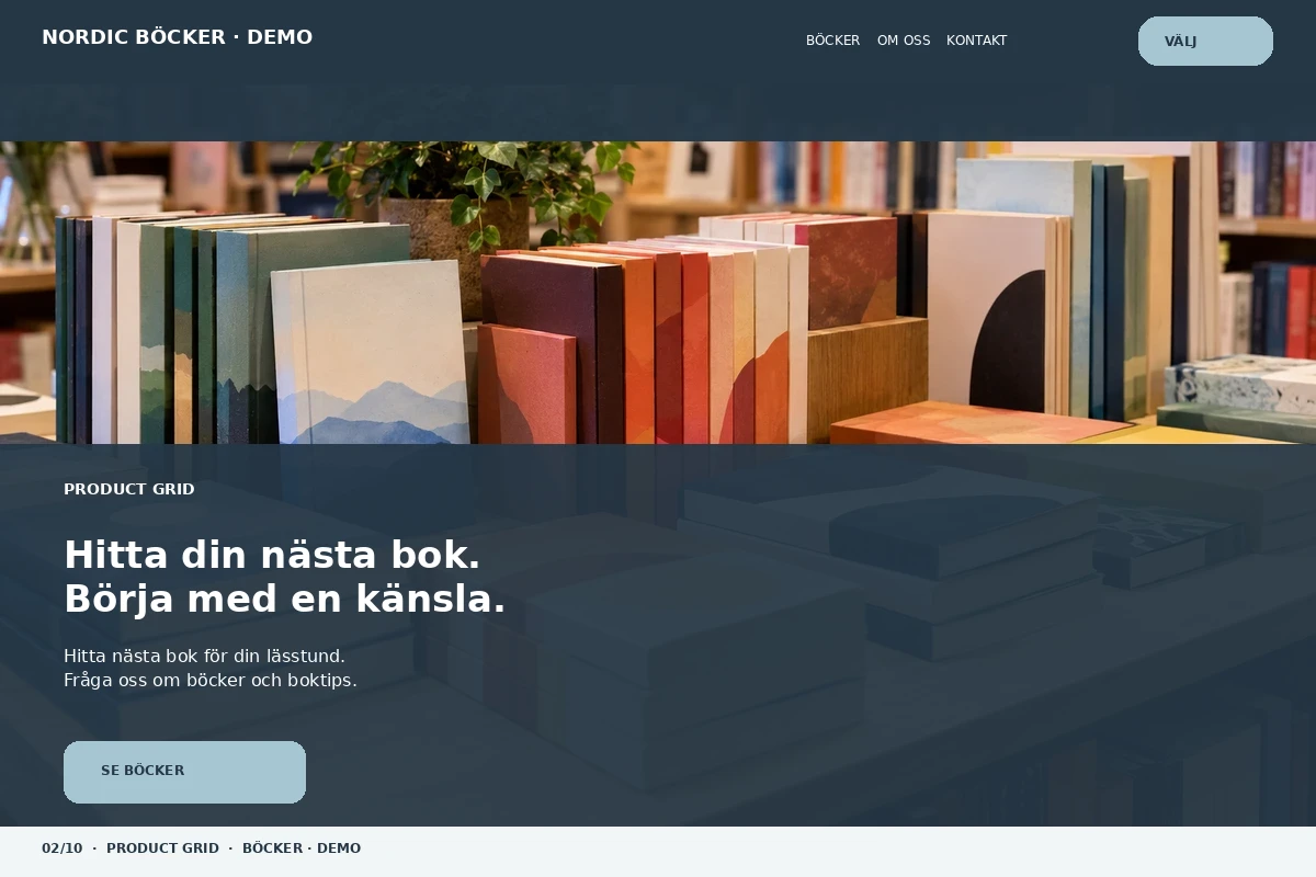 Product Grid – designförslag för bokhandel